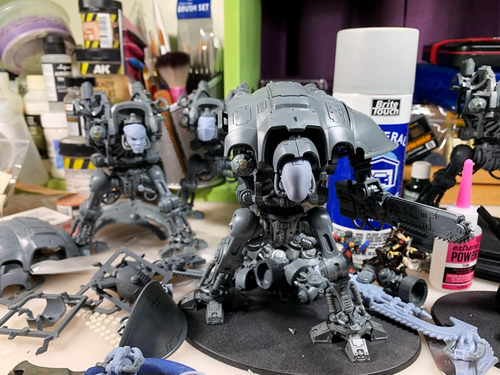 imperial knight parts being assembled